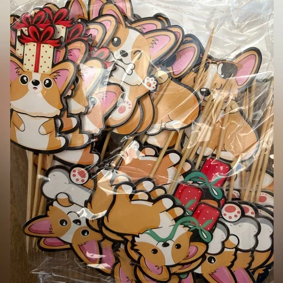 Corgi Party Cupcake Toppers - 43 pieces - Picture 1 of 3